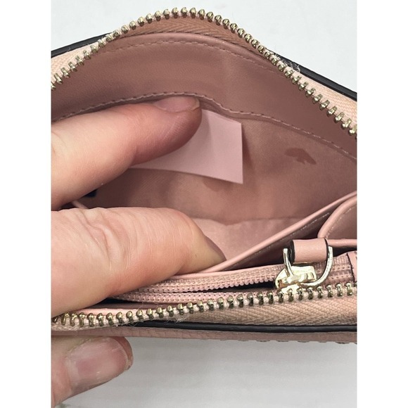 Kate Spade Pink Zip Bifold Rose Smoke Color Pebble Leather Wallet - Picture 10 of 12